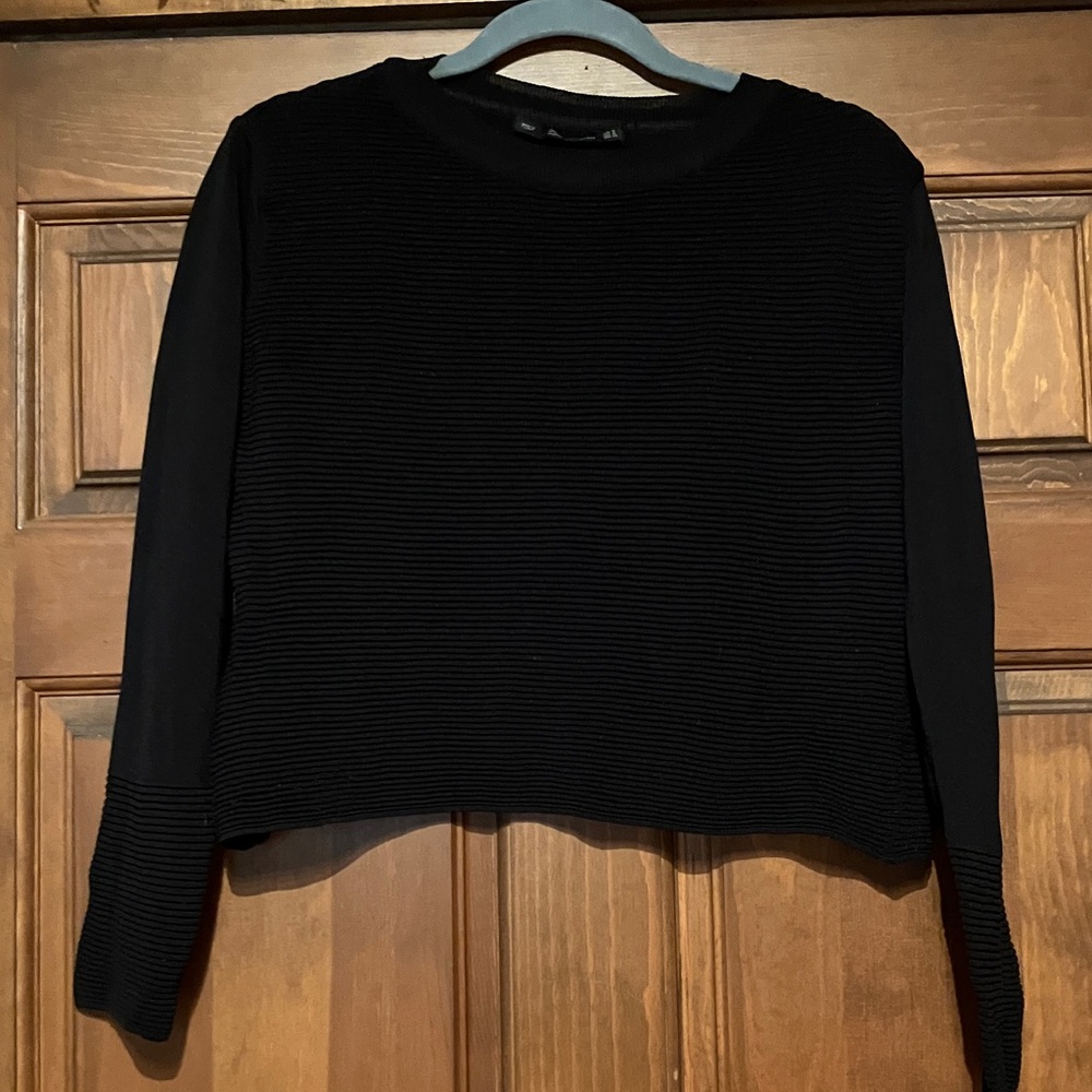 Black Ribbed Long Sleeve Top